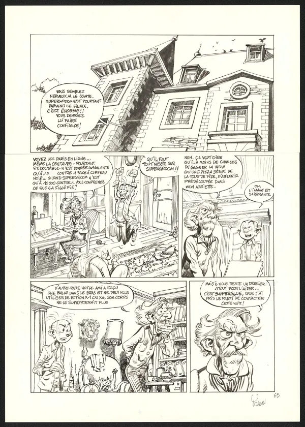 Black and white original page, SuperGroom, La Guerre olympique (T.2),  Yoann