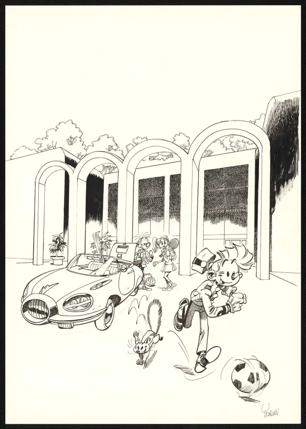 Illustration noir et blanc, Spirou et Fantasio,  Yoann