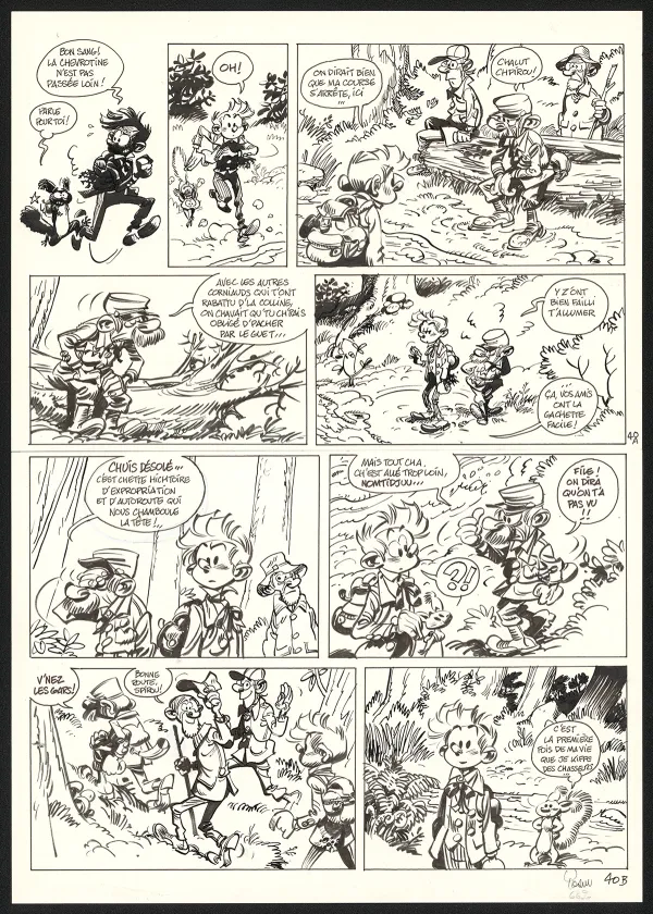 Black and white original page, Spirou et Fantasio, Dans les griffes de la Vipère (T.53),  Yoann
