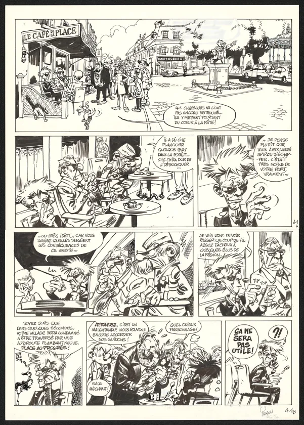 Planche noir et blanc, Spirou et Fantasio, Dans les griffes de la Vipère (T.53),  Yoann