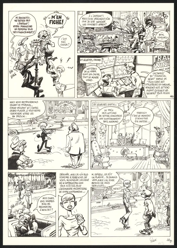 Planche noir et blanc, Spirou et Fantasio, Dans les griffes de la Vipère (T.53),  Yoann