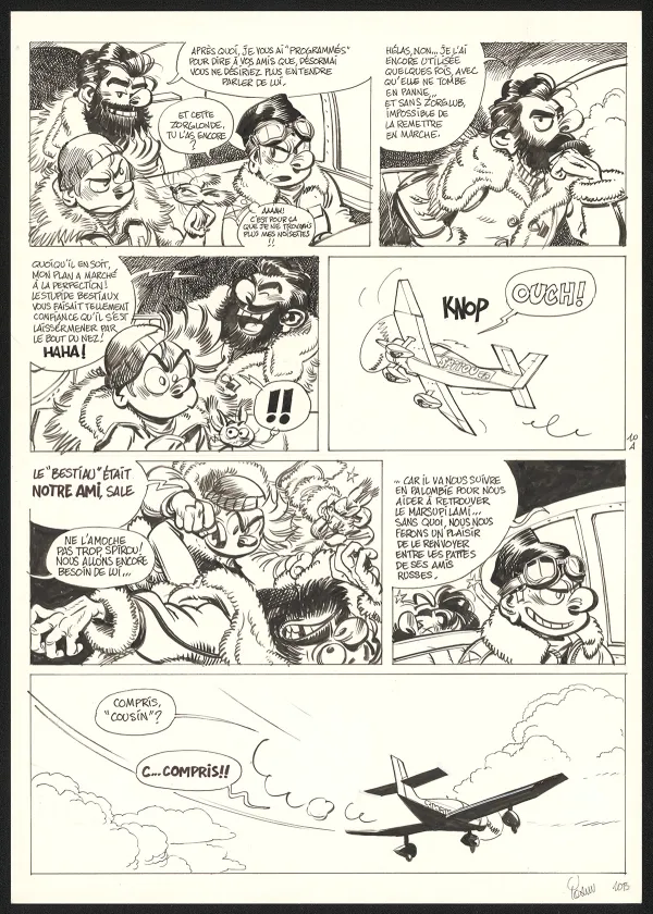 Black and white original page, Spirou et Fantasio, La Colère du Marsupilami (T.55),  Yoann