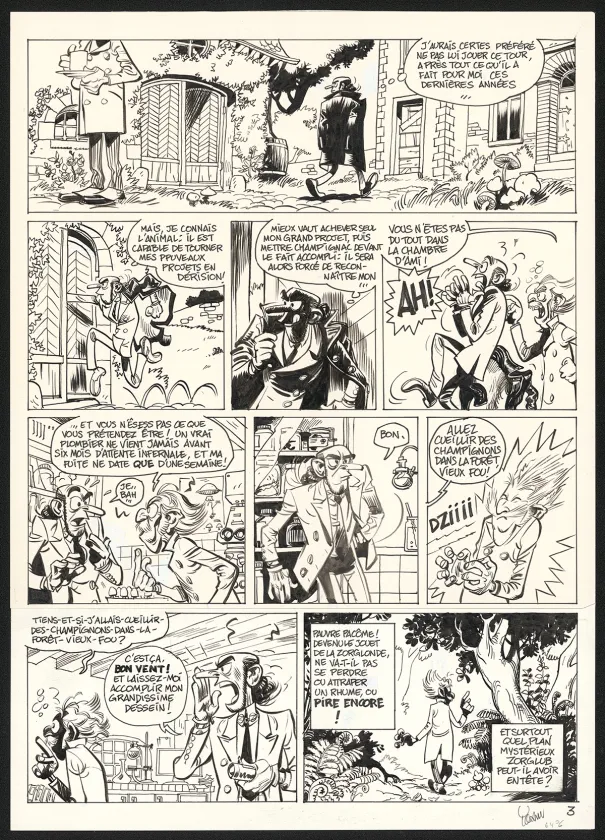 Planche noir et blanc, Spirou et Fantasio, Alerte aux Zorkons (T.51),  Yoann