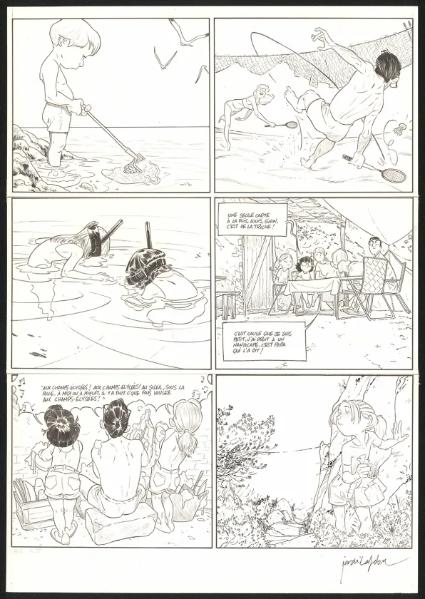 Black and white original page, Les Beaux étés, La Calanque (T.2), Jordi Lafebre