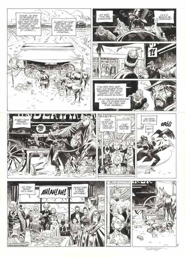 Black and white original page, Undertaker, L'Indien blanc (T.5), Ralph Meyer