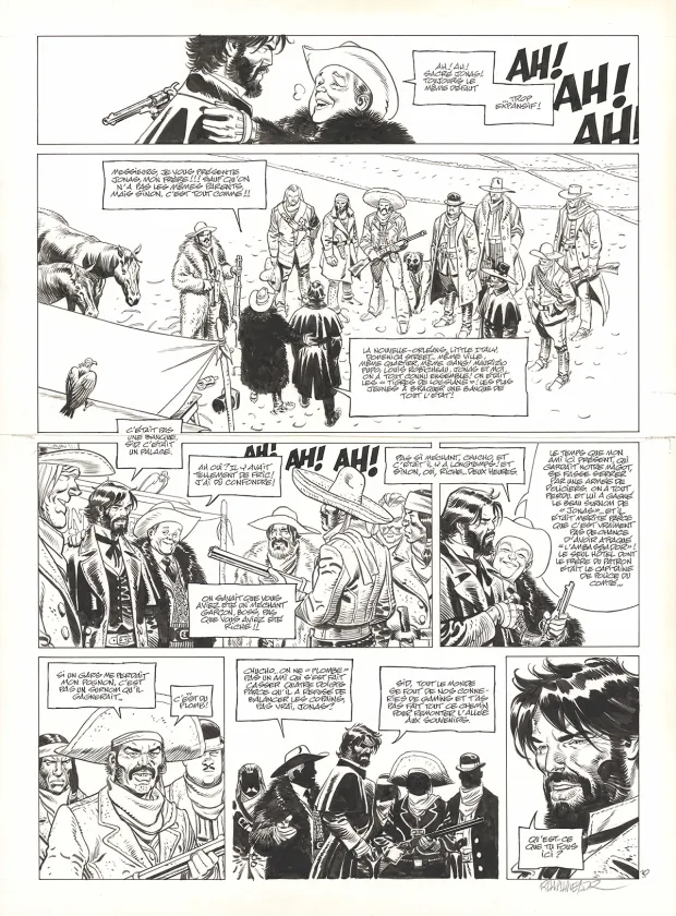 Black and white original page, Undertaker, L'Indien blanc (T.5), Ralph Meyer