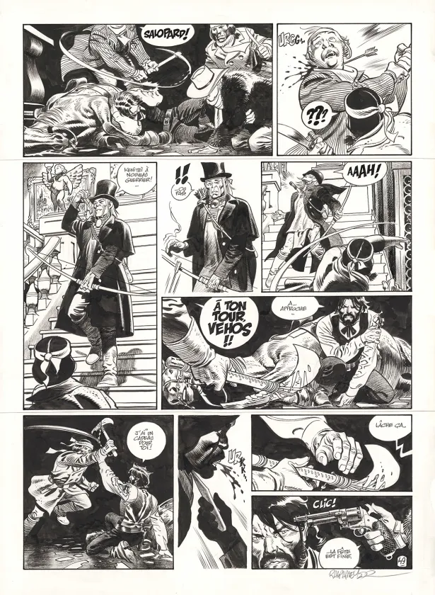 Black and white original page, Undertaker, Salvaje (T.6), Ralph Meyer