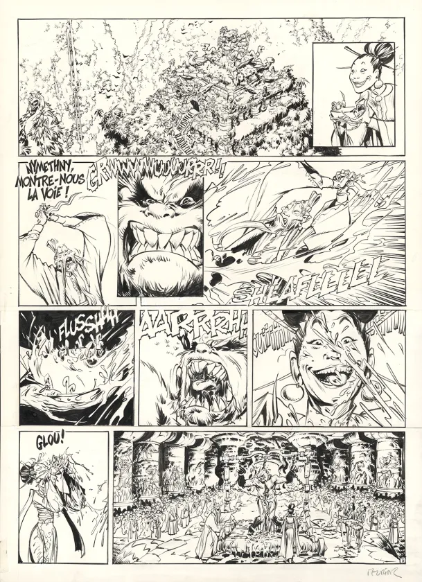 Planche noir et blanc, Trolls de Troy, Les Enragés du Darshan (II) (T.10), Jean-Louis Mourier