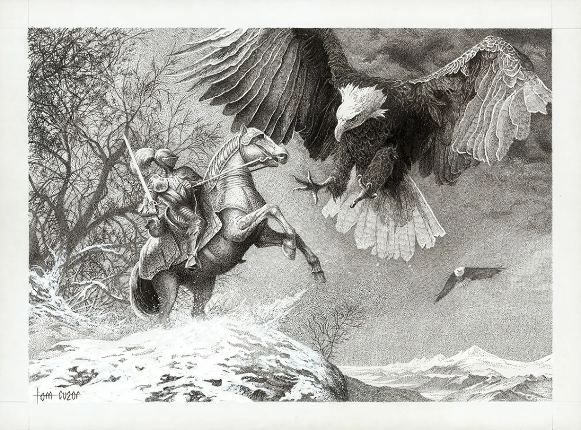 Illustration noir et blanc, Le Chien de Guerre et la Douleur du monde, Tom Cuzor