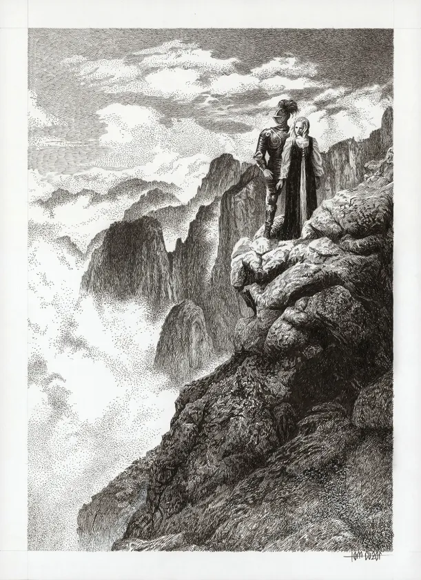 Illustration noir et blanc, Le Chien de Guerre et la Douleur du monde, Tom Cuzor