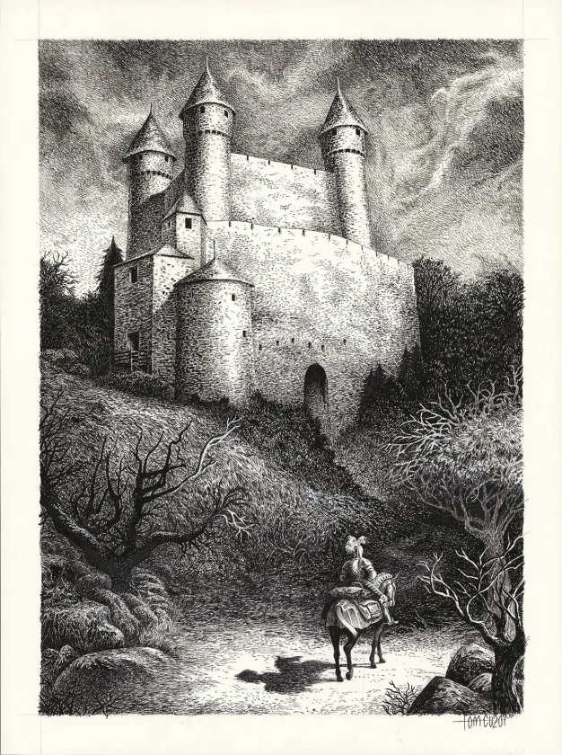 Illustration noir et blanc, Le Chien de Guerre et la Douleur du monde, Tom Cuzor