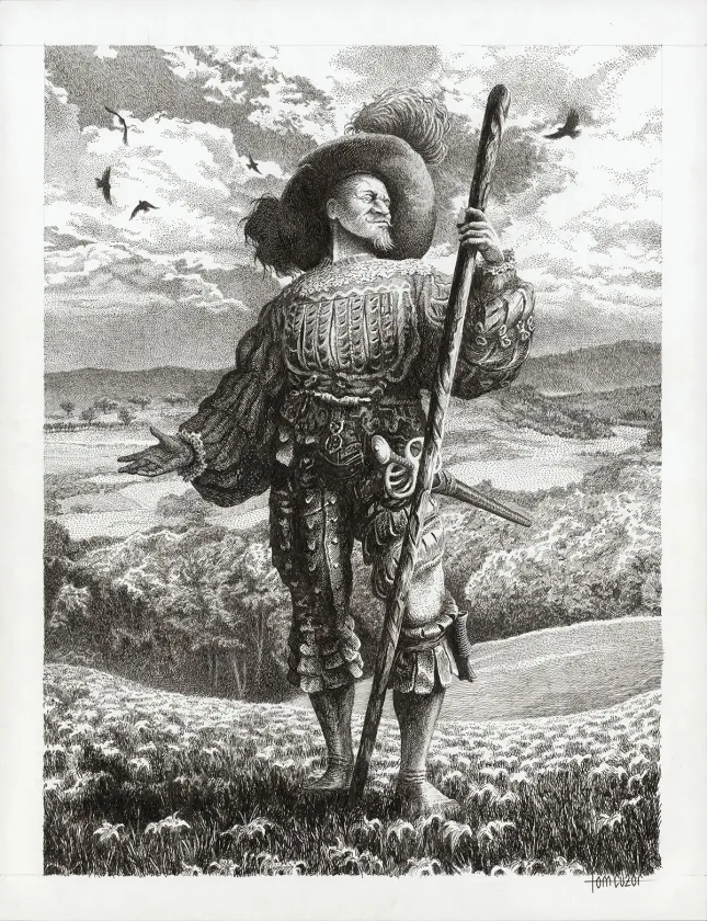 Illustration noir et blanc, Le Chien de Guerre et la Douleur du monde, Tom Cuzor