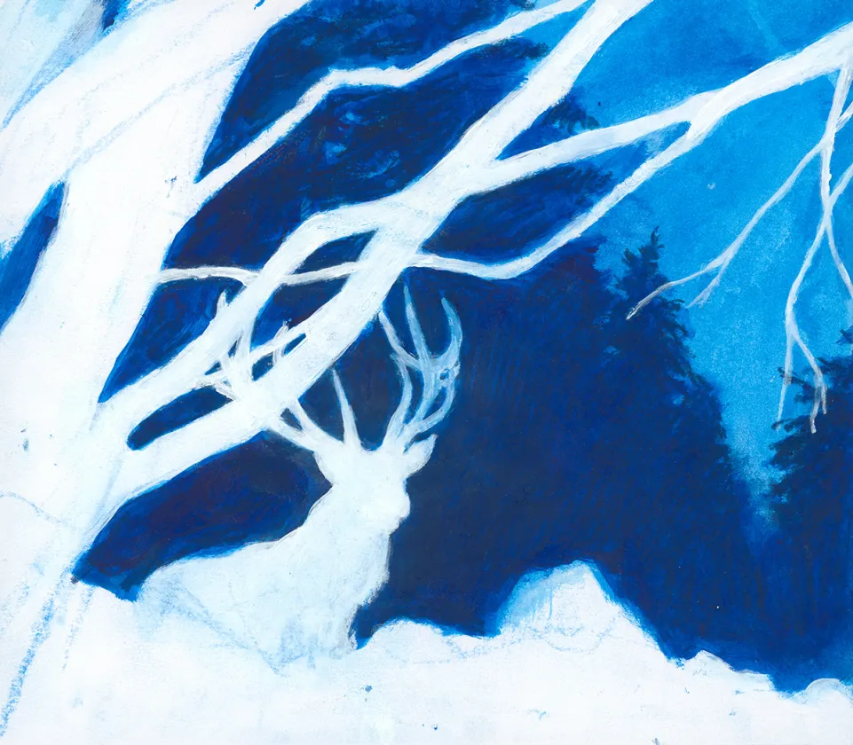 Illustration couleur, Les Grands Cerfs, Gaétan Nocq