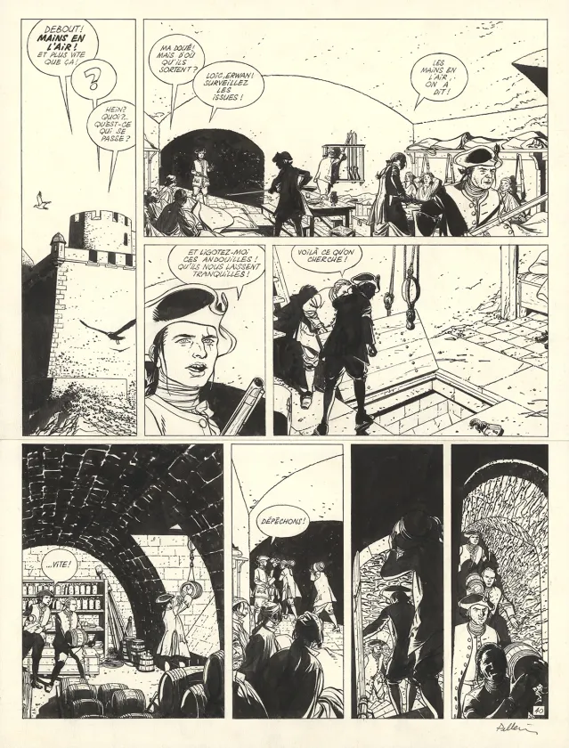 Black and white original page, L'Épervier, Tempête sur Brest (T.3), Patrice Pellerin