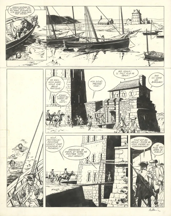 Planche noir et blanc, L'Épervier, Le Rocher du crâne (T.2), Patrice Pellerin