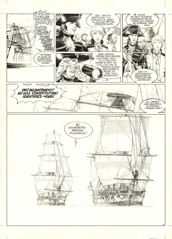 Planche noir et blanc, USS Constitution, Livre II - Il y a deux justices en mer, celle des gradés et celle des sans grades (T.2), Franck Bonnet