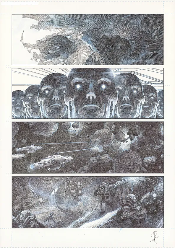 Planche noir et blanc, La Mort vivante, Alberto Varanda