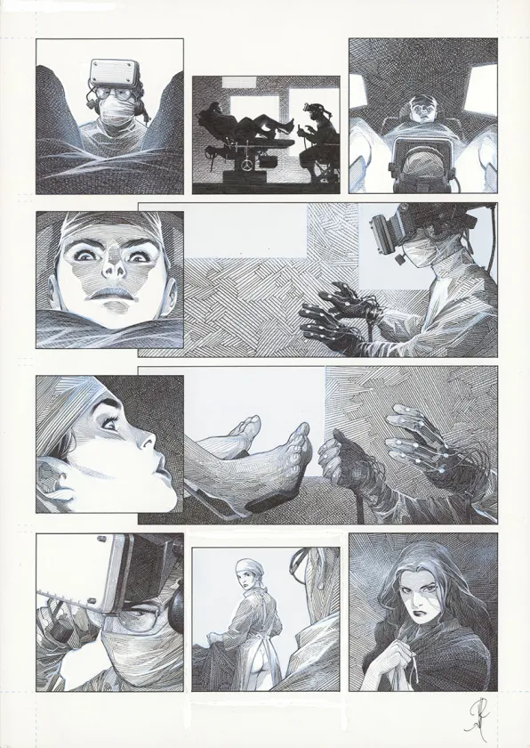 Black and white original page, La Mort vivante, Alberto Varanda