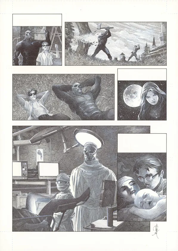 Black and white original page, La Mort vivante, Alberto Varanda