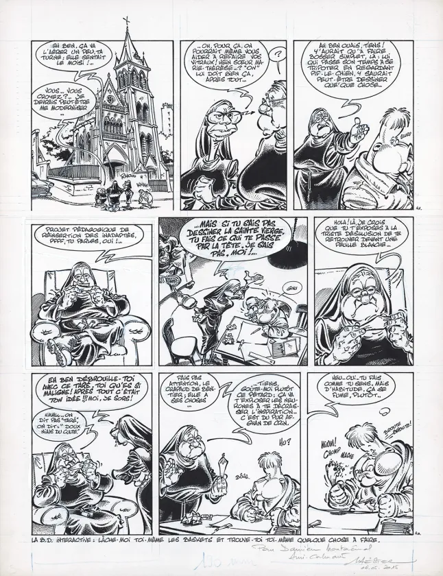 Black and white original page, Sœur Marie-Thérèse, Heureux les imbéciles (T.2),  Maëster