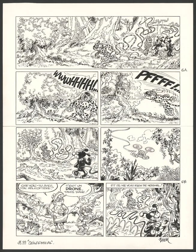 Planche noir et blanc, Le Marsupilami, Quilzèmhoal (T.29),  Batem