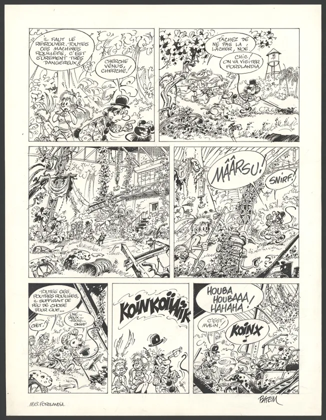 Black and white original page, Le Marsupilami, Fordlandia (T.6),  Batem