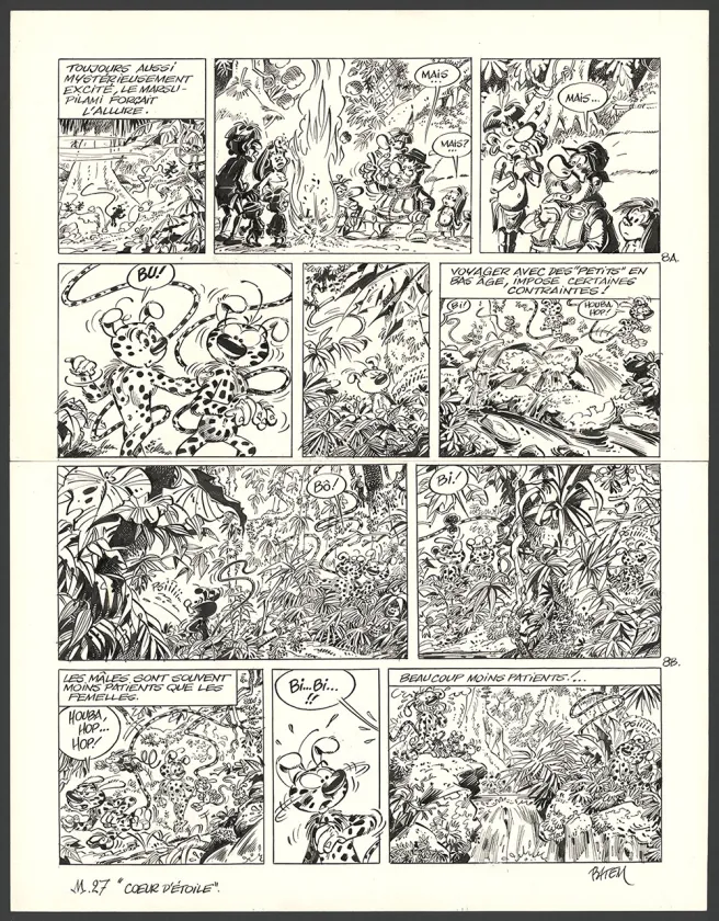 Black and white original page, Le Marsupilami, Cœur d'étoile (T.27),  Batem