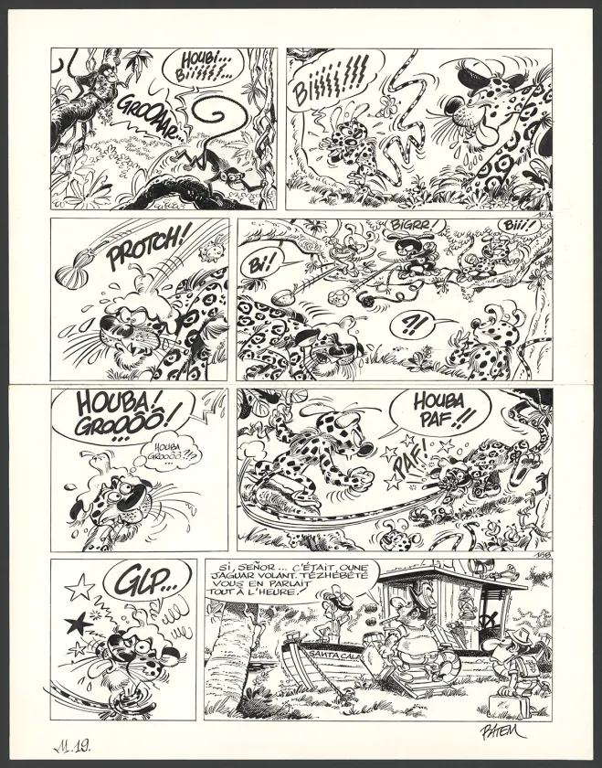 Planche noir et blanc, Le Marsupilami, Magie blanche (T.19),  Batem