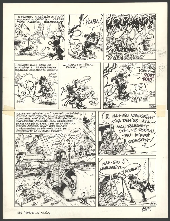 Planche noir et blanc, Le Marsupilami, Mars le noir (T.3),  Batem