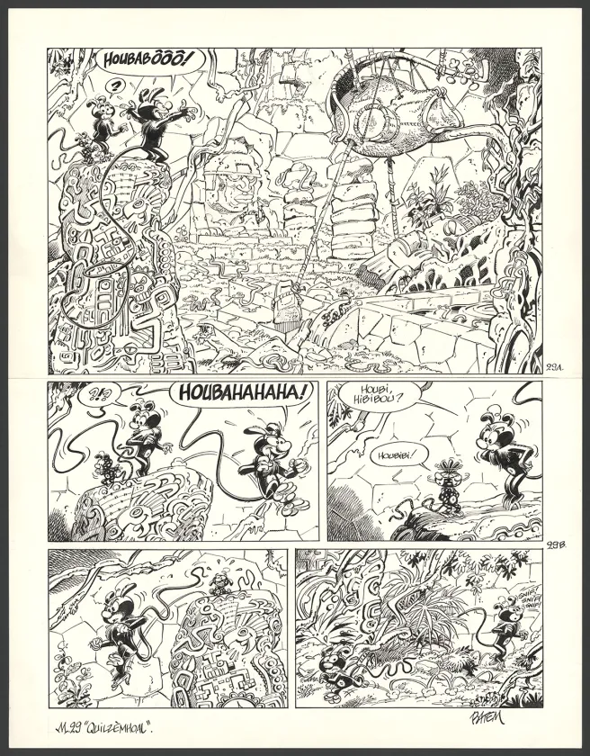 Planche noir et blanc, Le Marsupilami, Quilzèmhoal (T.29),  Batem