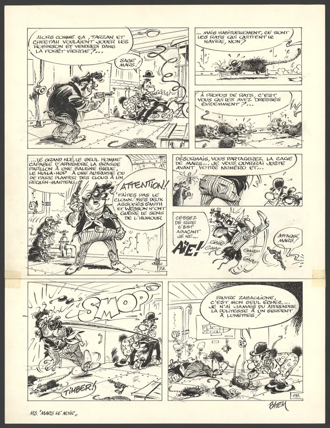 Planche noir et blanc, Le Marsupilami, Mars le noir (T.3),  Batem
