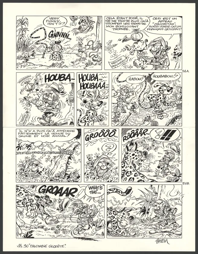 Black and white original page, Le Marsupilami, Palombie secrète (T.30),  Batem
