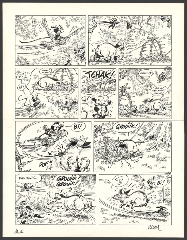 Planche noir et blanc, Le Marsupilami, Robinson Academy (T.18),  Batem