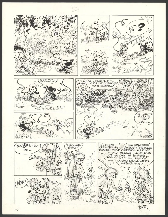 Black and white original page, Le Marsupilami, Fordlandia (T.6),  Batem