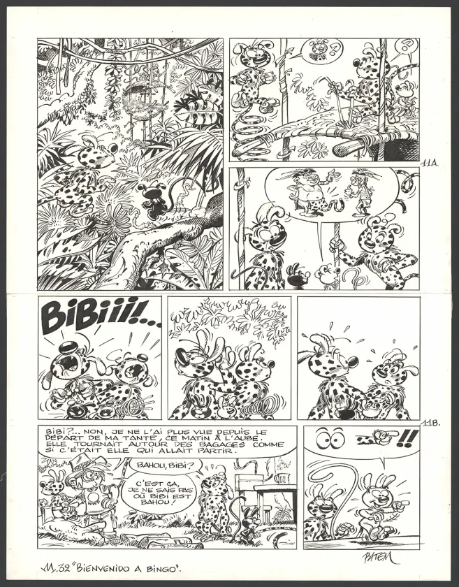Planche noir et blanc, Le Marsupilami, Bienvenido à Bingo ! (T.32),  Batem