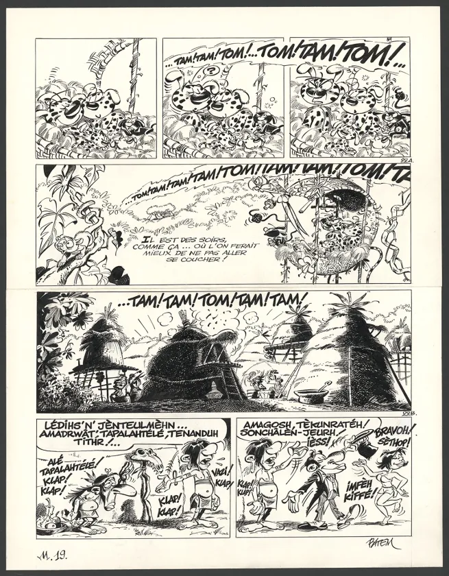 Black and white original page, Le Marsupilami, Magie blanche (T.19),  Batem
