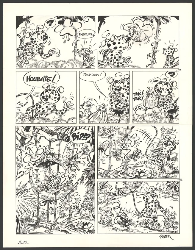 Planche noir et blanc, Le Marsupilami, Chiquito Paradiso (T.22),  Batem