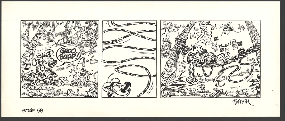 Planche noir et blanc, Le Marsupilami,  Batem