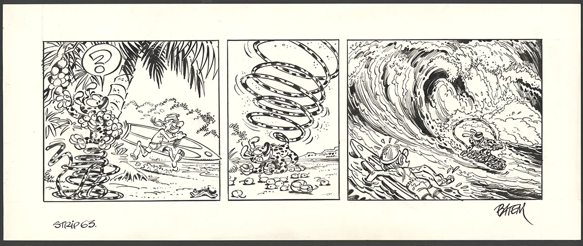 Black and white original page, Le Marsupilami,  Batem