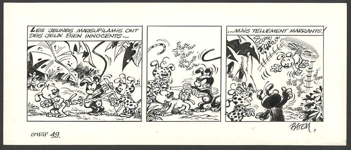 Black and white original page, Le Marsupilami,  Batem