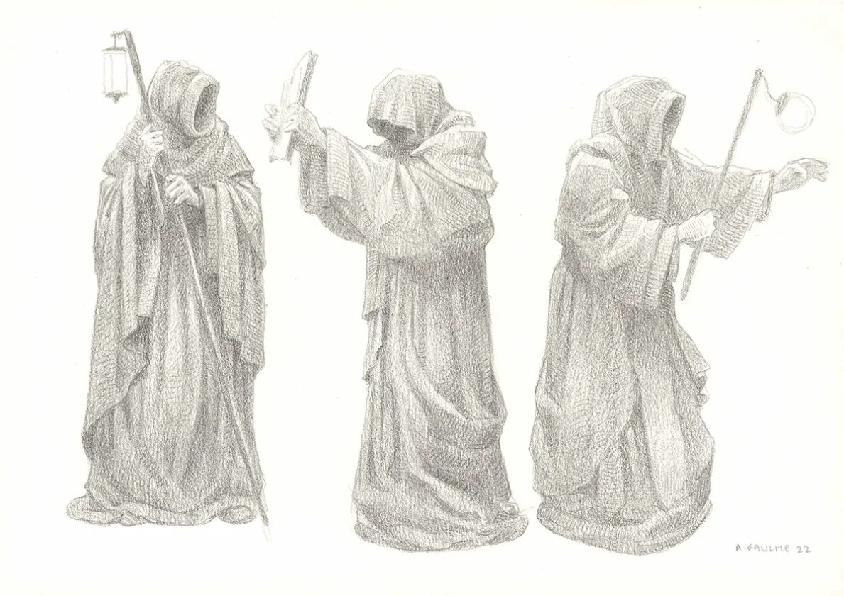 Illustration noir et blanc, Les Carnets Lovecraft, Le Festival , Armel Gaulme