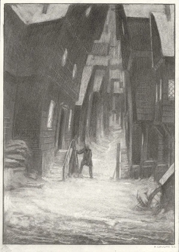 Illustration noir et blanc, Les Carnets Lovecraft, Le Festival , Armel Gaulme