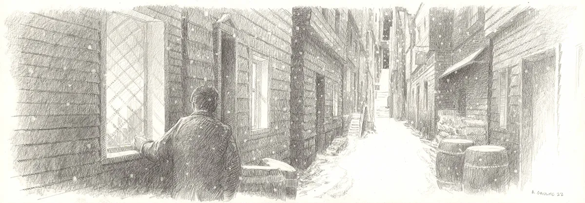 Illustration noir et blanc, Les Carnets Lovecraft, Le Festival , Armel Gaulme