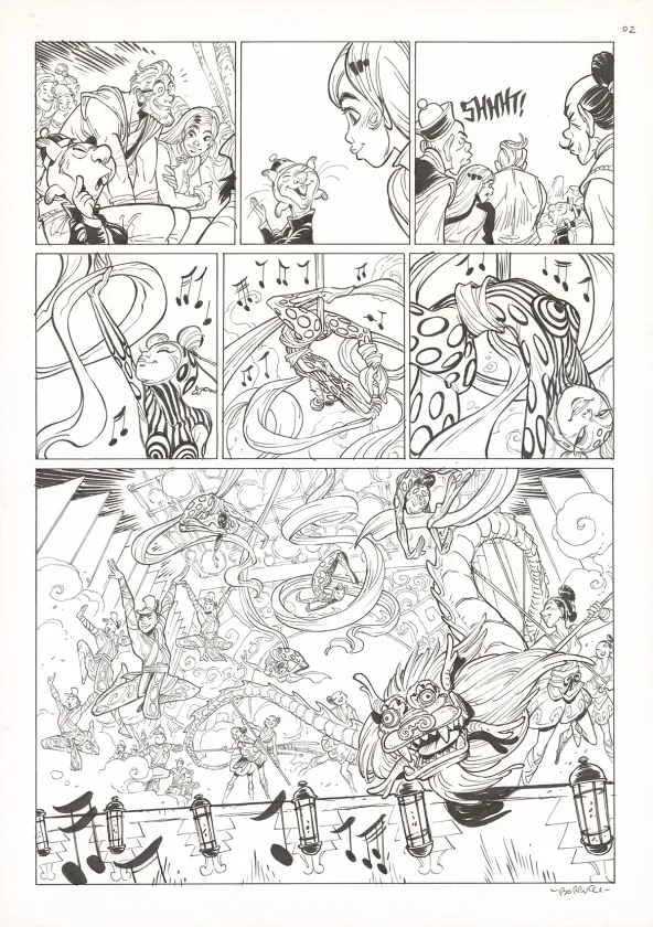 Planche noir et blanc, Ekhö Monde miroir, Un fantôme à Pékin (T.10), Alessandro Barbucci