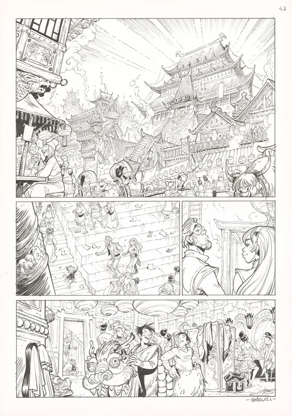 Black and white original page, Ekhö Monde miroir, Un fantôme à Pékin (T.10), Alessandro Barbucci