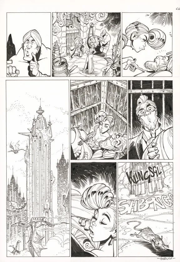 Planche noir et blanc, Ekhö Monde miroir, La Sirène de Manhattan (T.8), Alessandro Barbucci