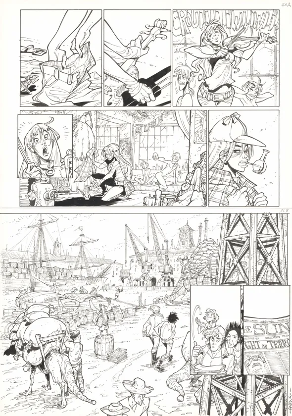 Black and white original page, Ekhö Monde miroir, Swinging London (T.7), Alessandro Barbucci