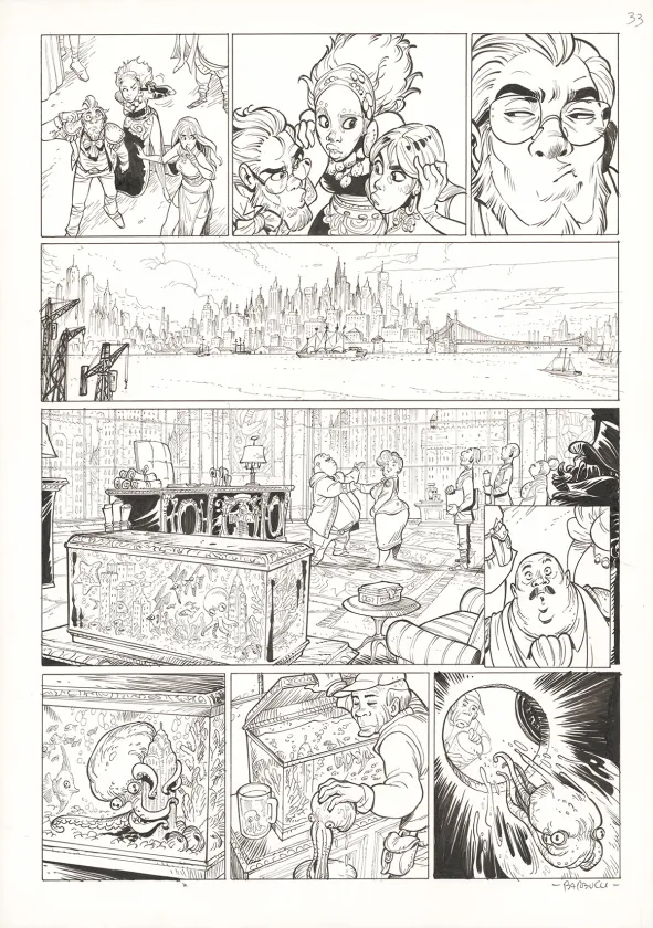 Planche noir et blanc, Ekhö Monde miroir, La Sirène de Manhattan (T.8), Alessandro Barbucci