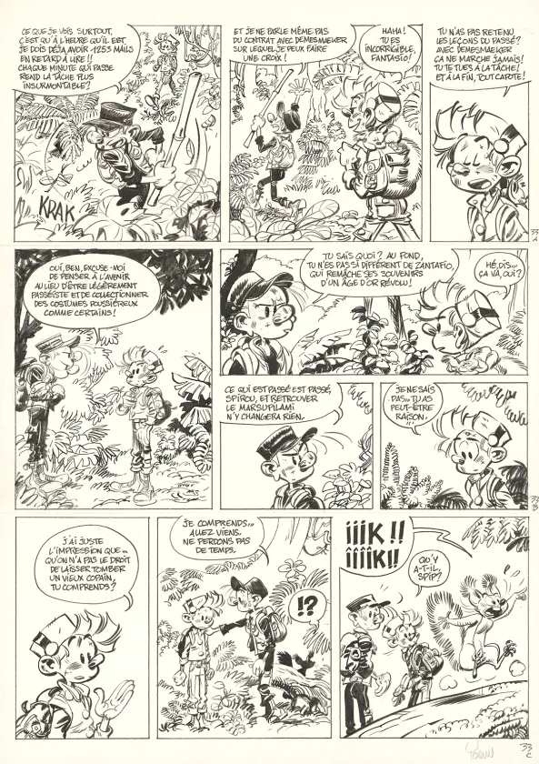 Black and white original page, Spirou et Fantasio, La Colère du Marsupilami (T.55),  Yoann