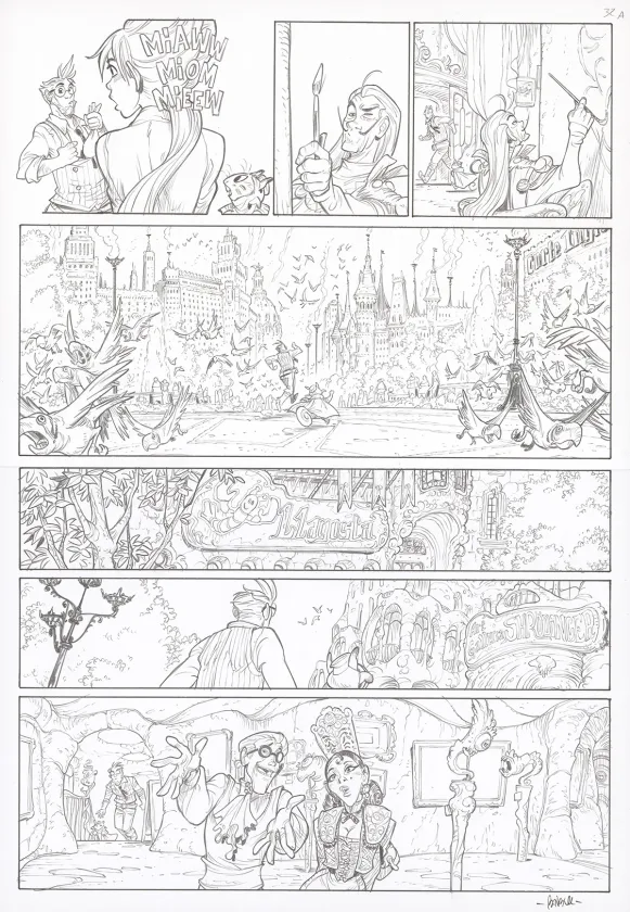Black and white original page, Ekhö Monde miroir, Barcelona (T.4), Alessandro Barbucci